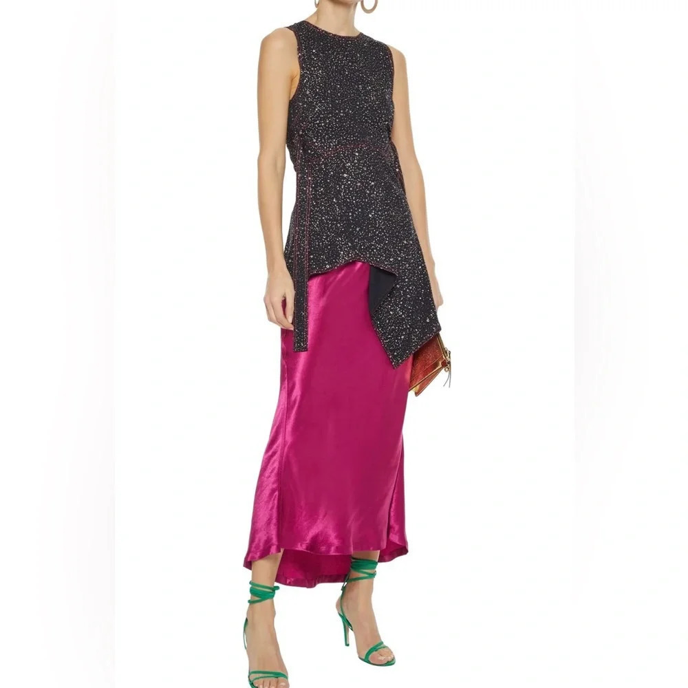 SIES MARJAN Genevieve asymmetric glittered crepe top - Picture 7 of 13
